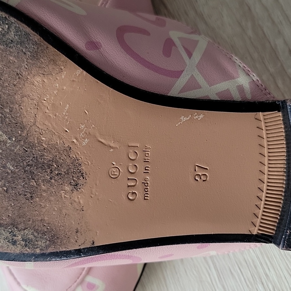 Gucci Pink Printed Ghost Princetown Horsebit Loafer Slides - Picture 6 of 9